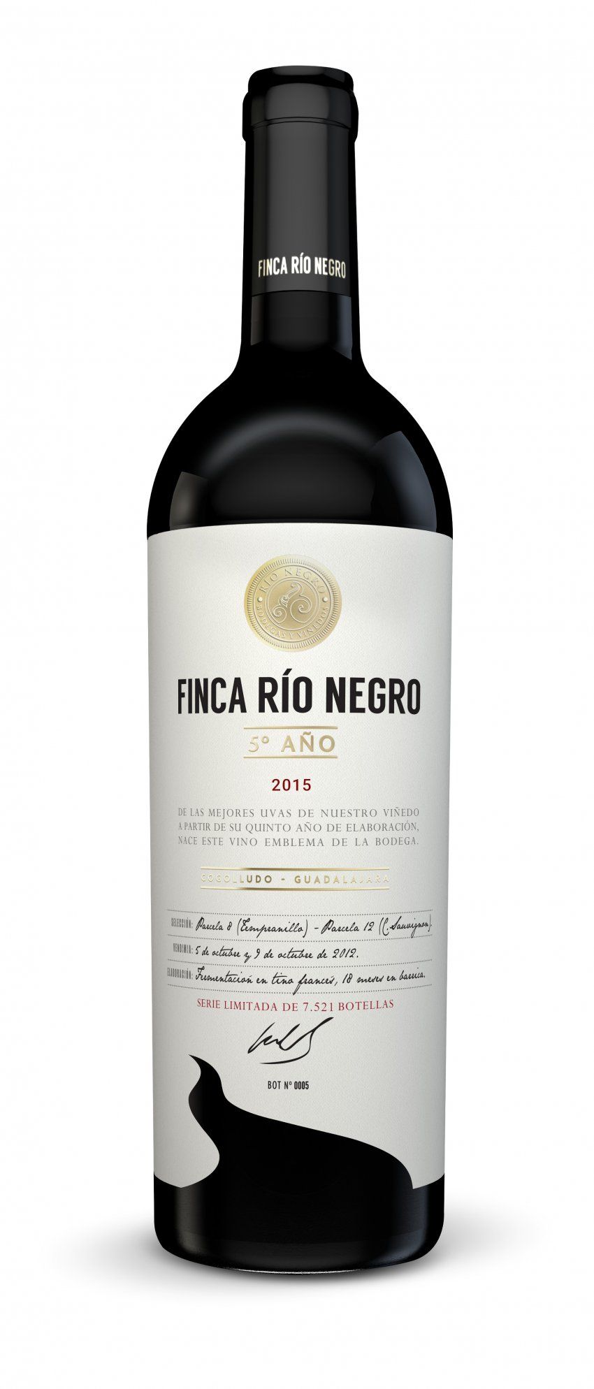 botella de vino finca rio negro 5º año