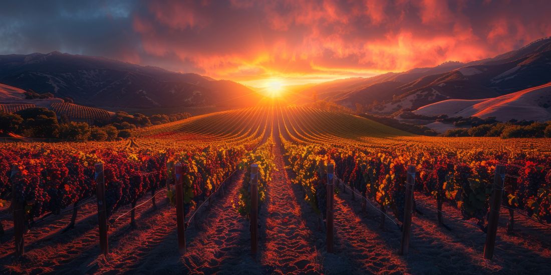 impresionante vista desde el vinedo con vinas y naturaleza